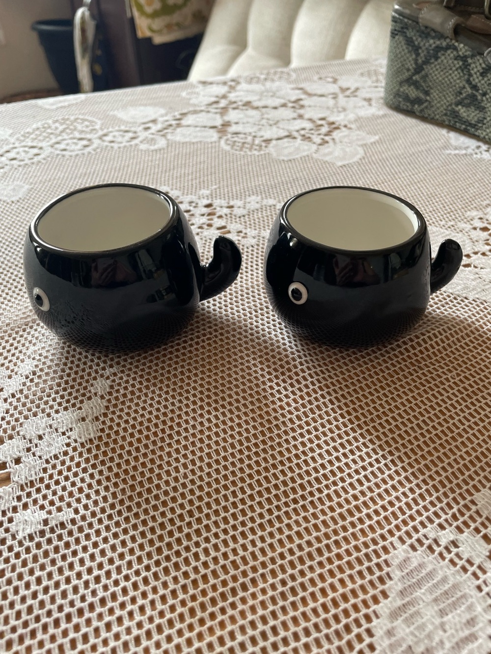 Set of 2 Whale/Tadpole ceramic espresso cups or Japanese style tea cups SunArt